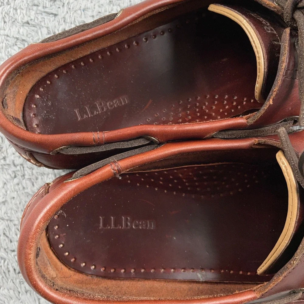 LL Bean Boat Shoes Mens 10 EE Brown Leather Casco Bay Moccasin Loafers Casual